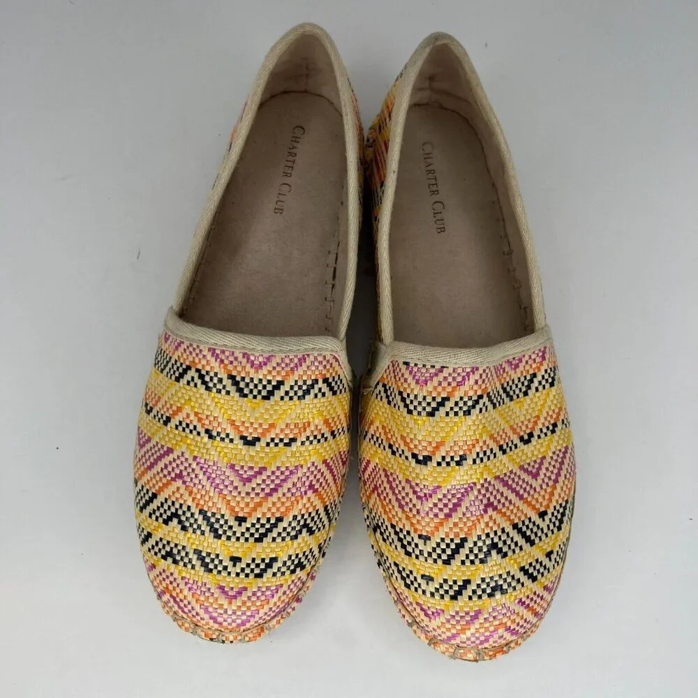 Charter Club Womens Joeey Multicolor Espadrille Manmade Slip On Size 9.5M Flats